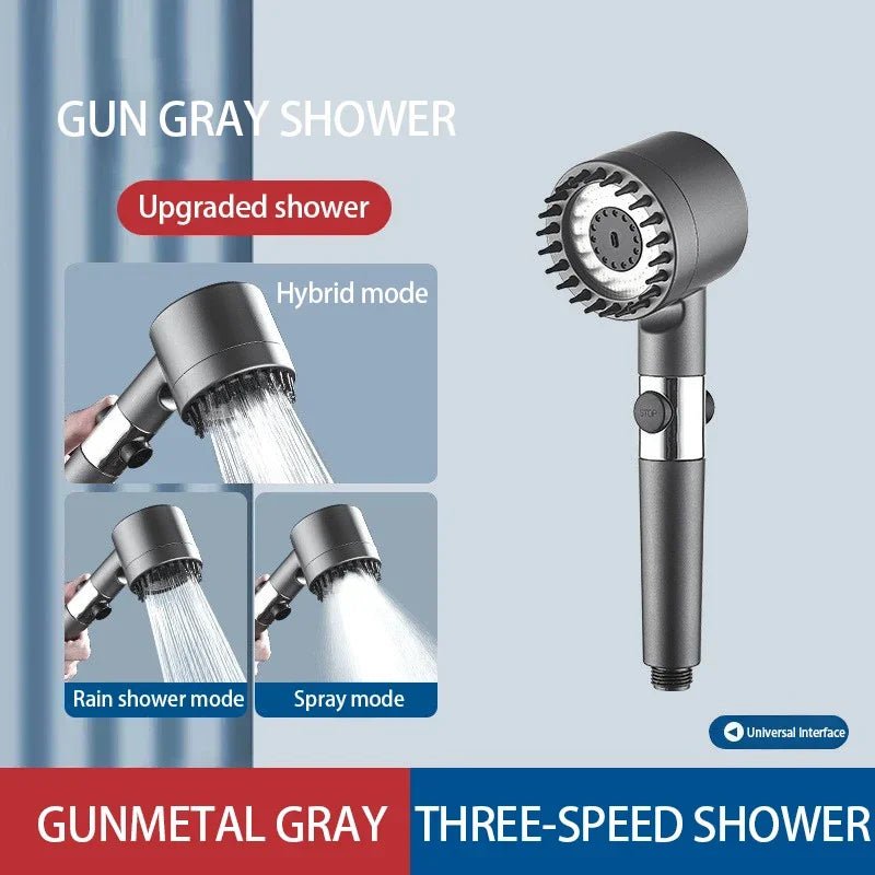 High Pressurized Filter Shower Head 3 - mode Adjustable Spray with Massage Brush Rain Faucet Bathroom Accessories - Walmarkettt.com