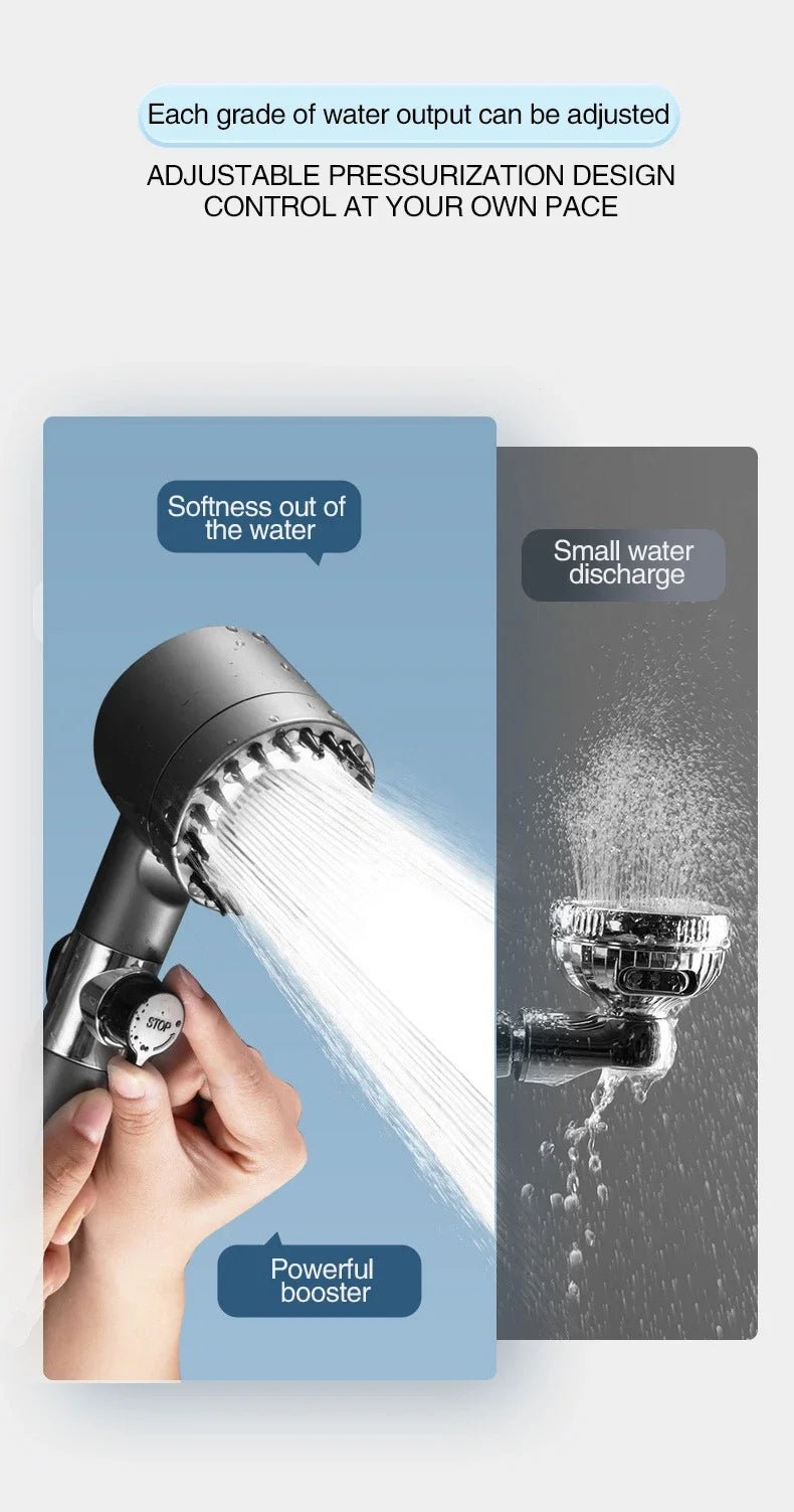 High Pressurized Filter Shower Head 3 - mode Adjustable Spray with Massage Brush Rain Faucet Bathroom Accessories - Walmarkettt.com
