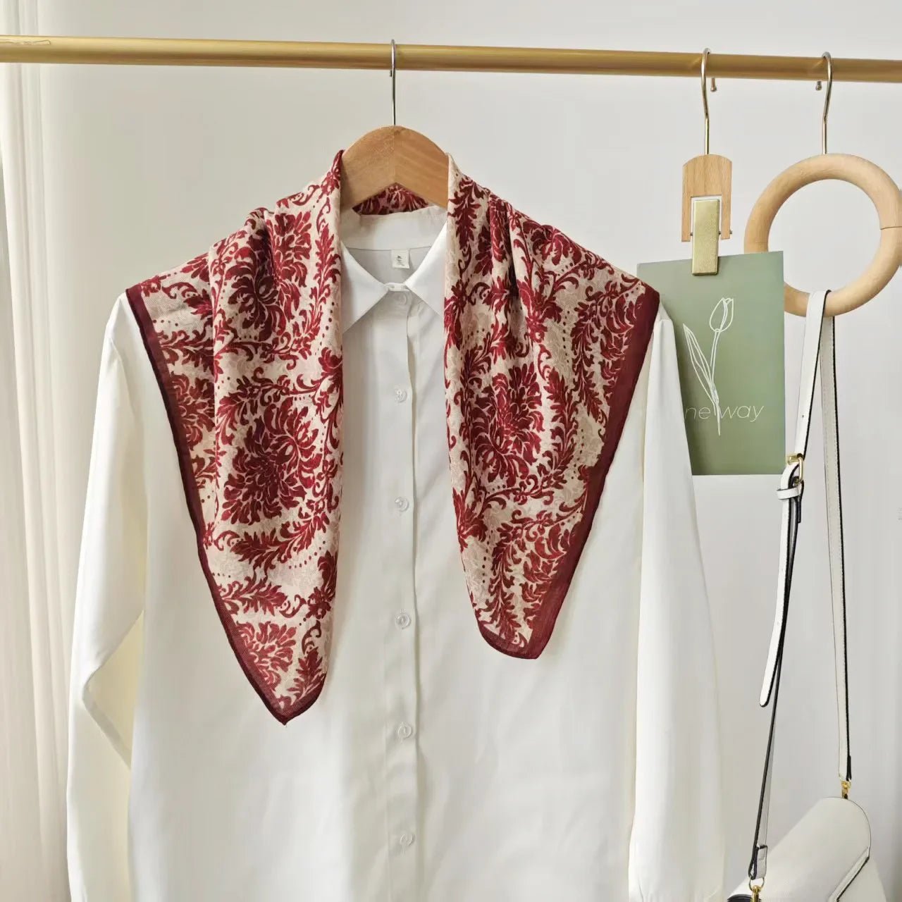 Korean style cotton and linen tactile artistic retro small square scarf, headscarf, women's spring and autumn neck protection sc - Walmarkettt.com