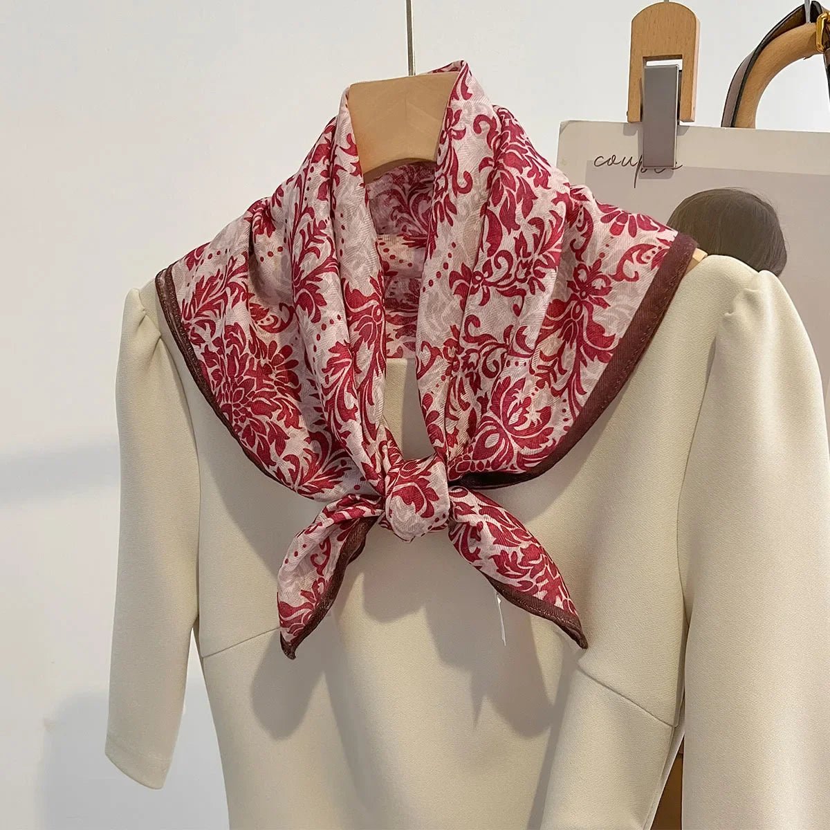 Korean style cotton and linen tactile artistic retro small square scarf, headscarf, women's spring and autumn neck protection sc - Walmarkettt.com
