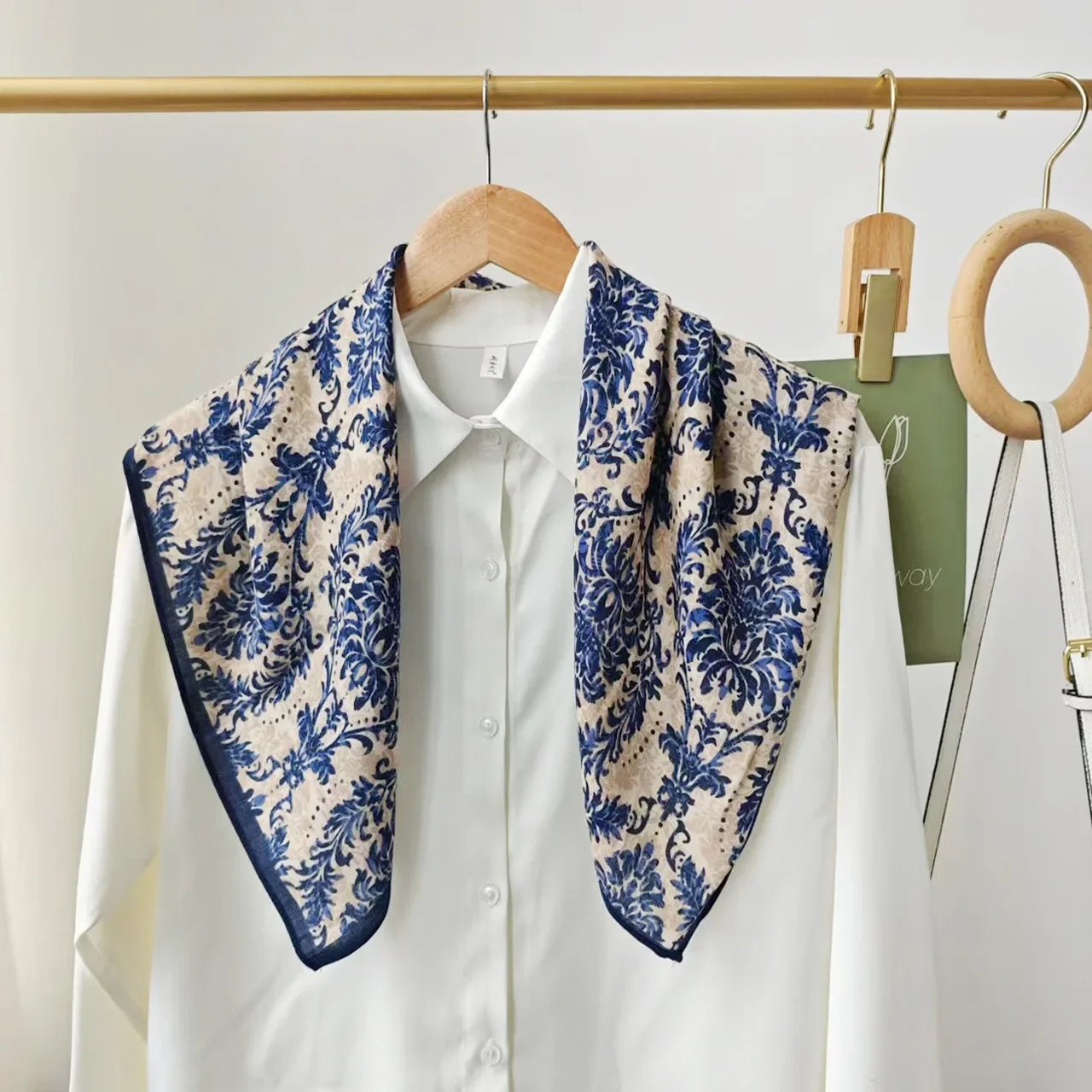 Korean style cotton and linen tactile artistic retro small square scarf, headscarf, women's spring and autumn neck protection sc - Walmarkettt.com