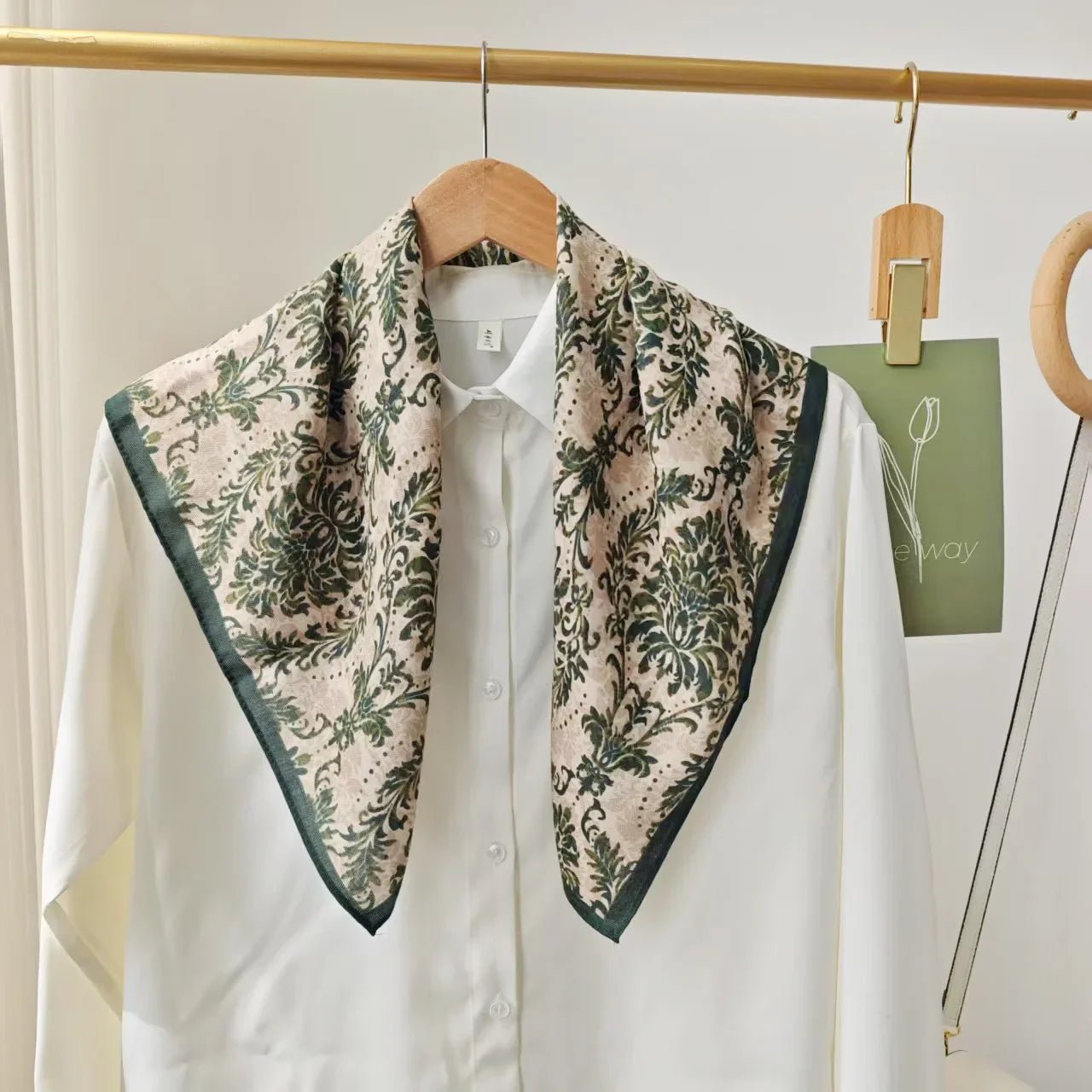 Korean style cotton and linen tactile artistic retro small square scarf, headscarf, women's spring and autumn neck protection sc - Walmarkettt.com