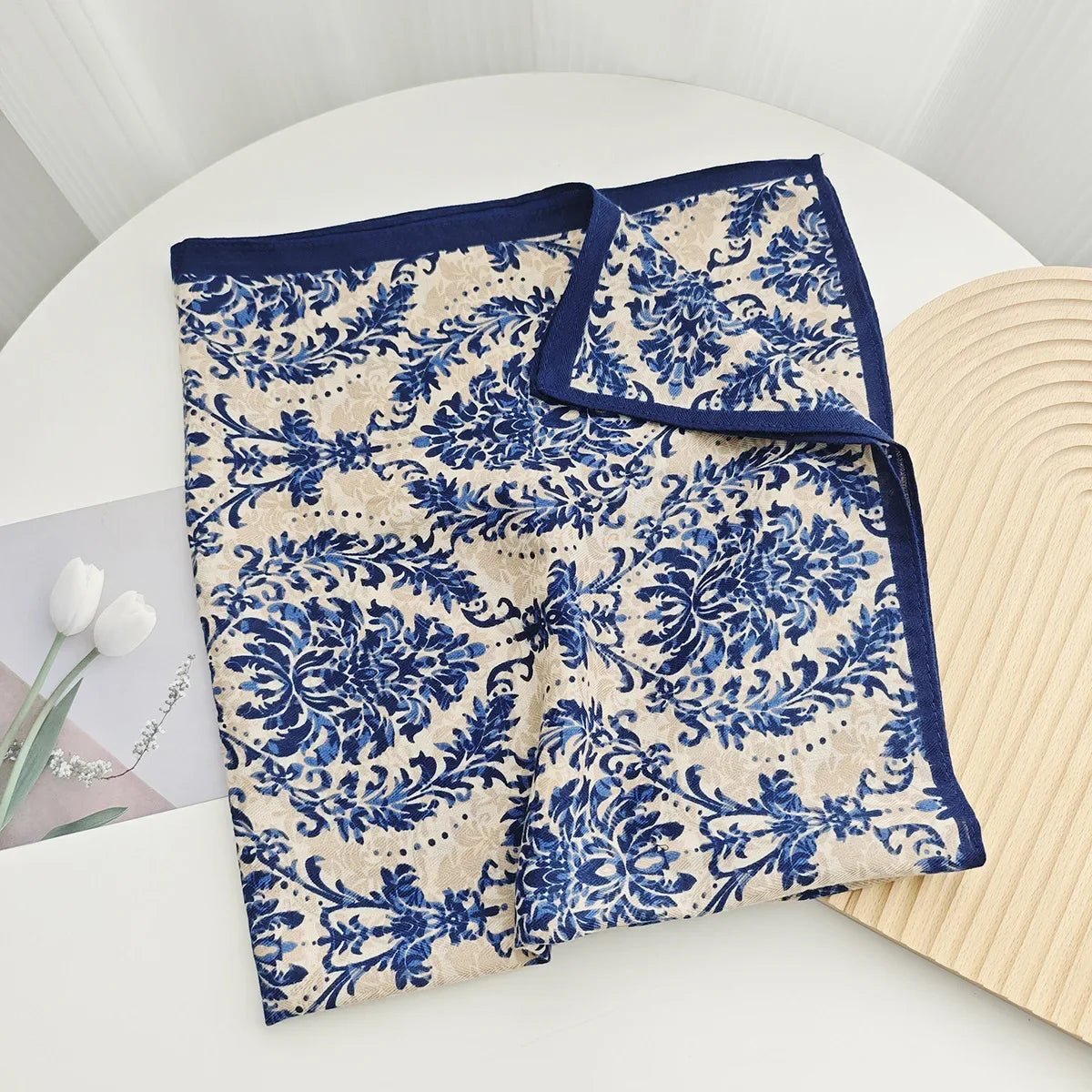Korean style cotton and linen tactile artistic retro small square scarf, headscarf, women's spring and autumn neck protection sc - Walmarkettt.com