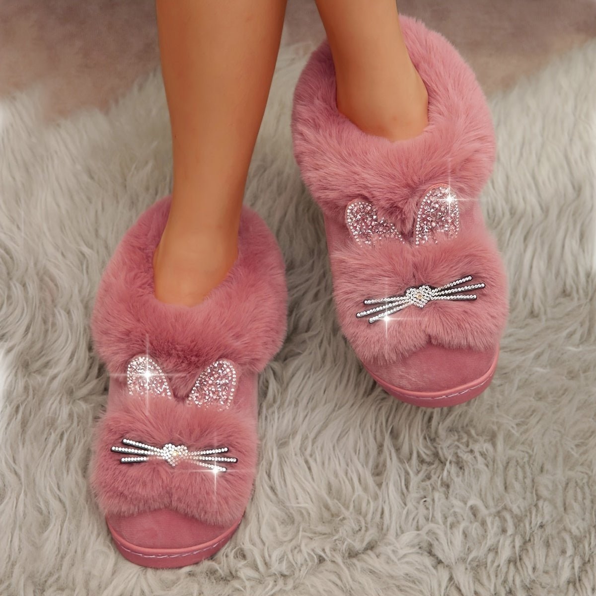 Ladies Home Shoes, Indoor Slippers, Cute Rabbit Plush Slippers - Walmarkettt.com