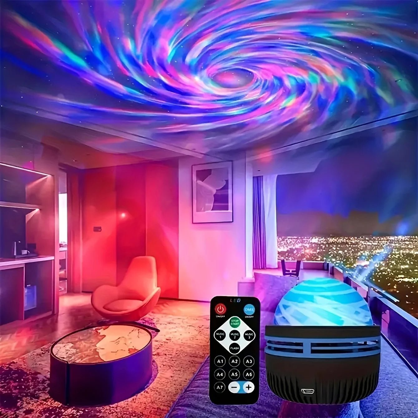 LED NightLights Galaxy Projector Remote Control 5V USB Rechargeable Starry Sky Lamp DMX Sound Active 7 Modes for Kids Room Decor - Walmarkettt.com