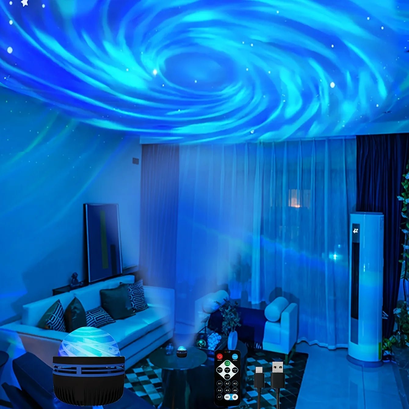 LED NightLights Galaxy Projector Remote Control 5V USB Rechargeable Starry Sky Lamp DMX Sound Active 7 Modes for Kids Room Decor - Walmarkettt.com