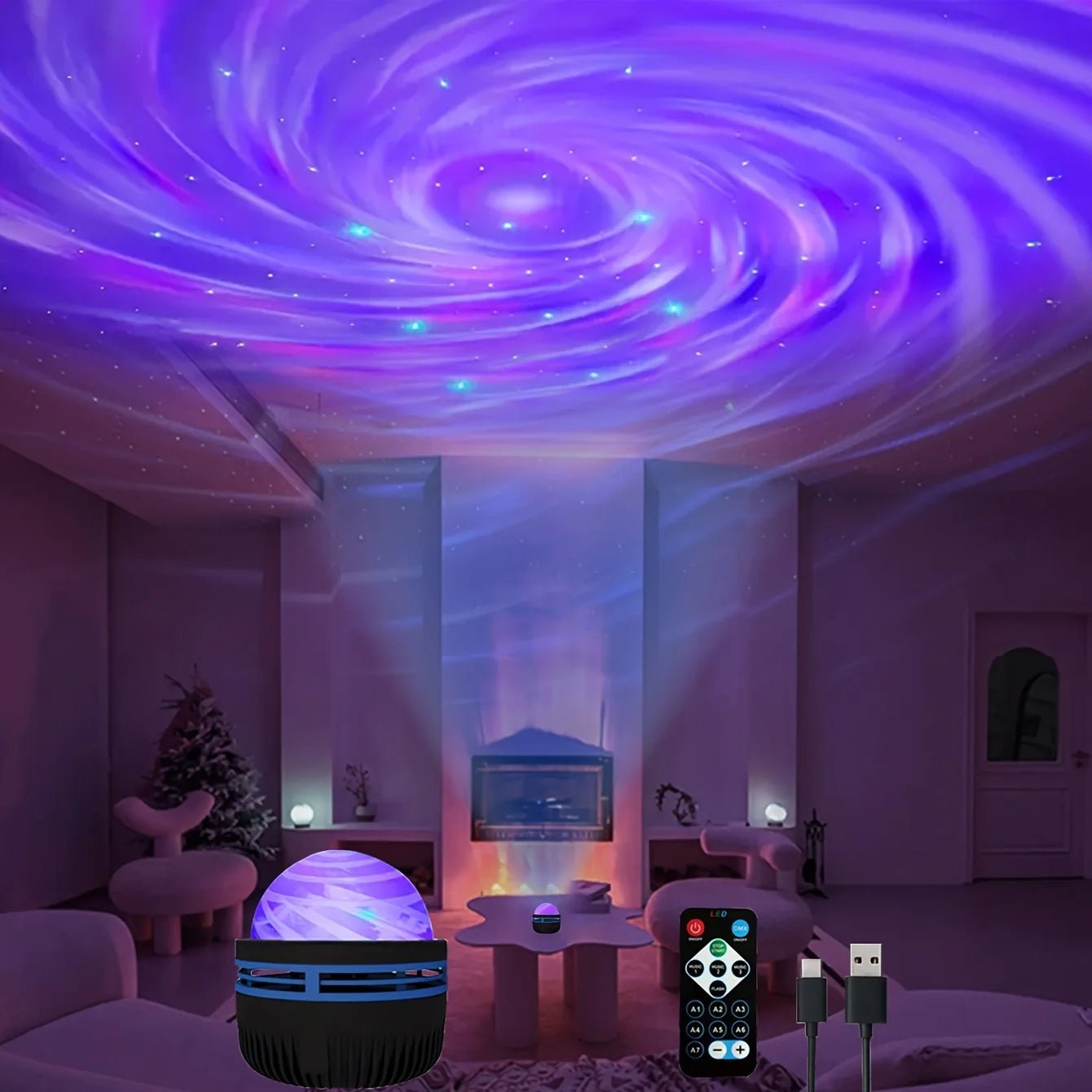 LED NightLights Galaxy Projector Remote Control 5V USB Rechargeable Starry Sky Lamp DMX Sound Active 7 Modes for Kids Room Decor - Walmarkettt.com