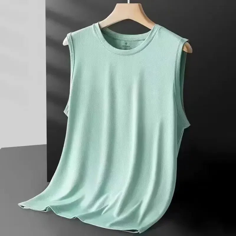 Men's Ice Silk Mesh Vest Lightweight Sports Summer Wear Sleeveless T-shirt Tank Top Casual Fashion Outerwear - Walmarkettt.com