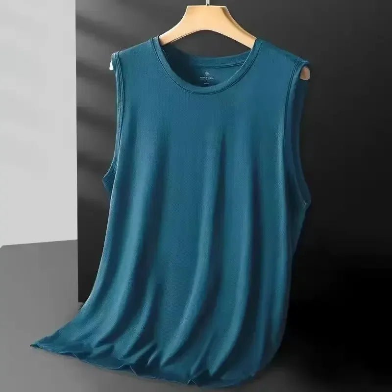 Men's Ice Silk Mesh Vest Lightweight Sports Summer Wear Sleeveless T-shirt Tank Top Casual Fashion Outerwear - Walmarkettt.com
