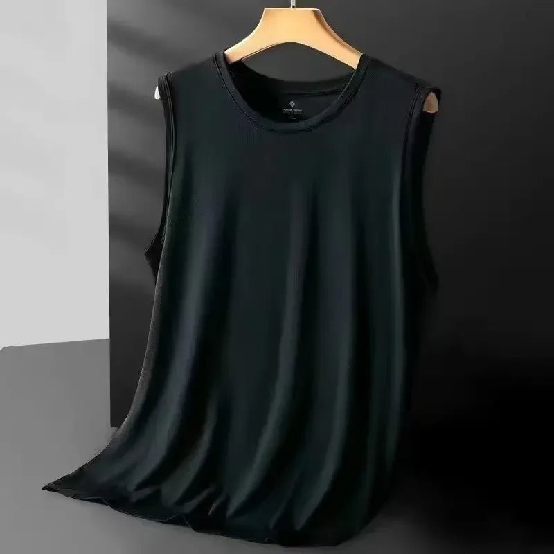Men's Ice Silk Mesh Vest Lightweight Sports Summer Wear Sleeveless T-shirt Tank Top Casual Fashion Outerwear - Walmarkettt.com
