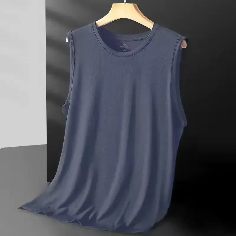 Men's Ice Silk Mesh Vest Lightweight Sports Summer Wear Sleeveless T-shirt Tank Top Casual Fashion Outerwear - Walmarkettt.com