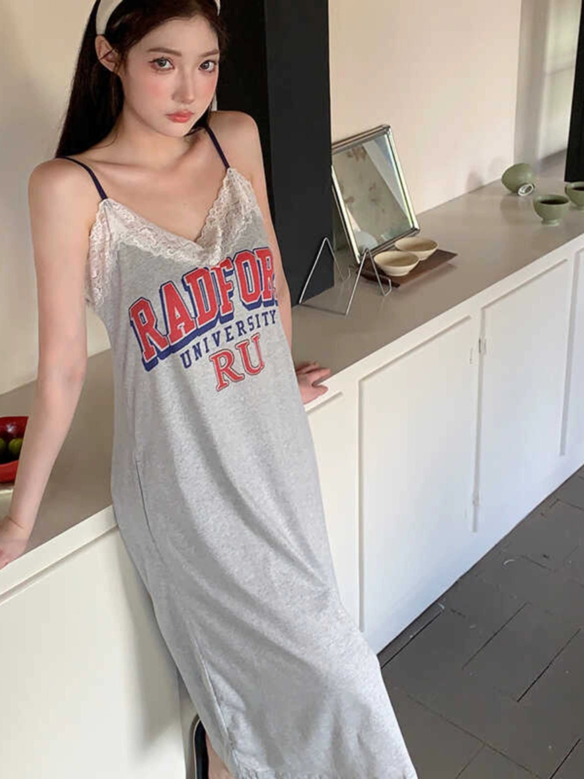 Modal Women's V Neck Homewear Dress Chest Pad - Walmarkettt.com