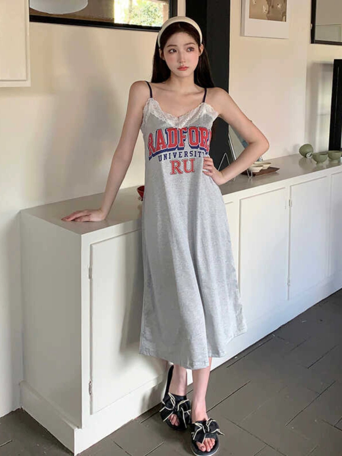 Modal Women's V Neck Homewear Dress Chest Pad - Walmarkettt.com