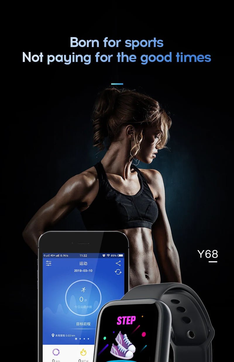 Multifunctional Smart Watch Men Women Bluetooth Connected Phone Music Fitness Sports Bracelet Sleep Monitor Y68 Smartwatch D20 - Walmarkettt.com