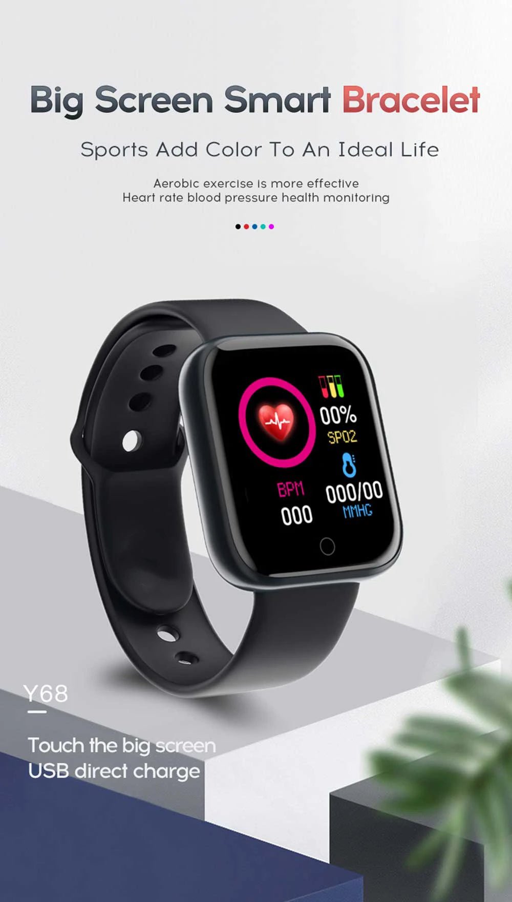 Multifunctional Smart Watch Men Women Bluetooth Connected Phone Music Fitness Sports Bracelet Sleep Monitor Y68 Smartwatch D20 - Walmarkettt.com