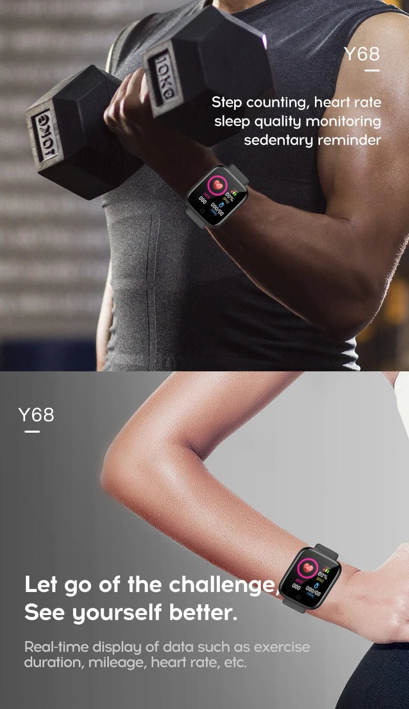 Multifunctional Smart Watch Men Women Bluetooth Connected Phone Music Fitness Sports Bracelet Sleep Monitor Y68 Smartwatch D20 - Walmarkettt.com