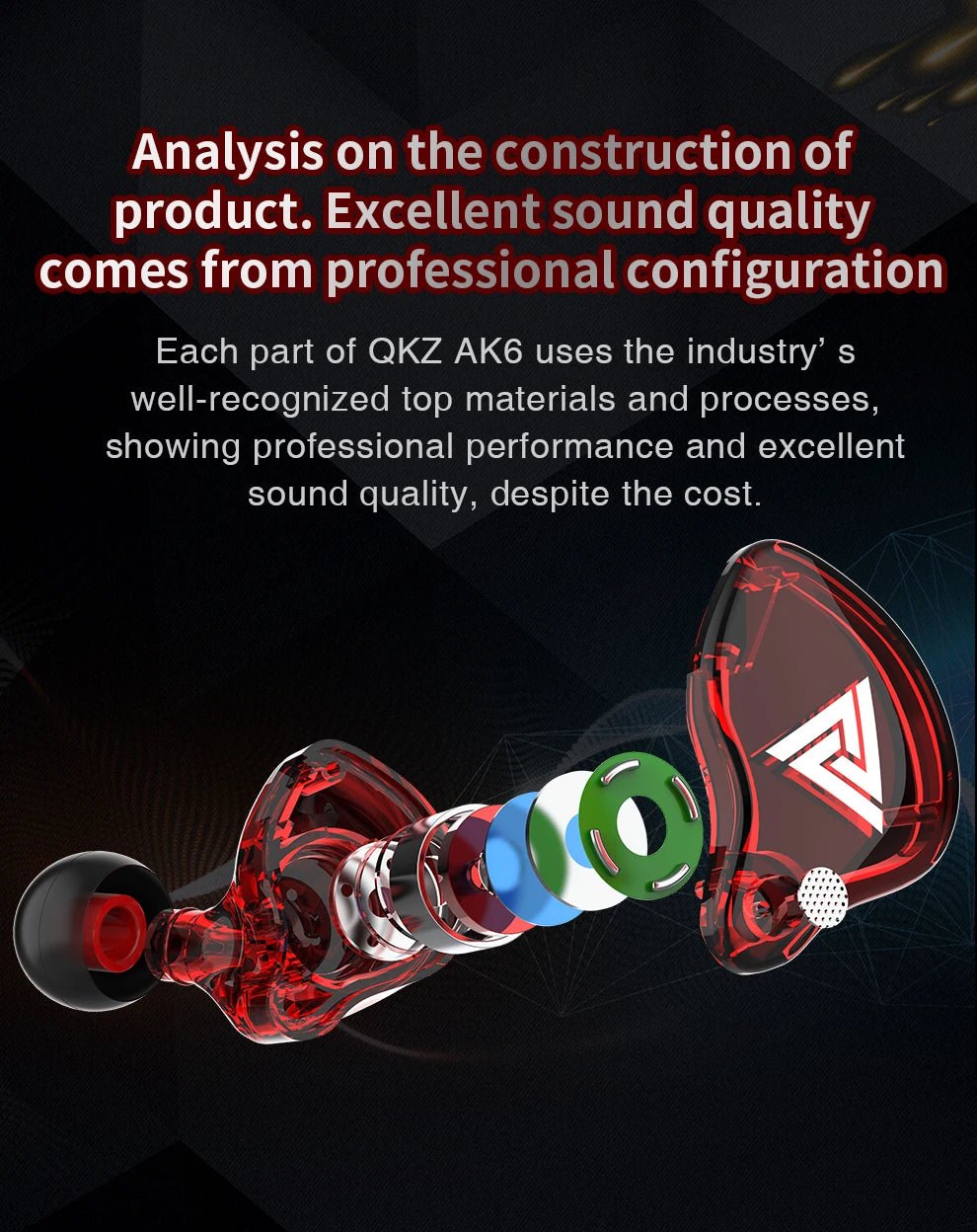 Original QKZ AK6 In Ear Earphone 6 Dynamic Driver Unit Headphone With Mic Stereo Sports HIFI Subwoofer Headset Monitor Earbuds - Walmarkettt.com