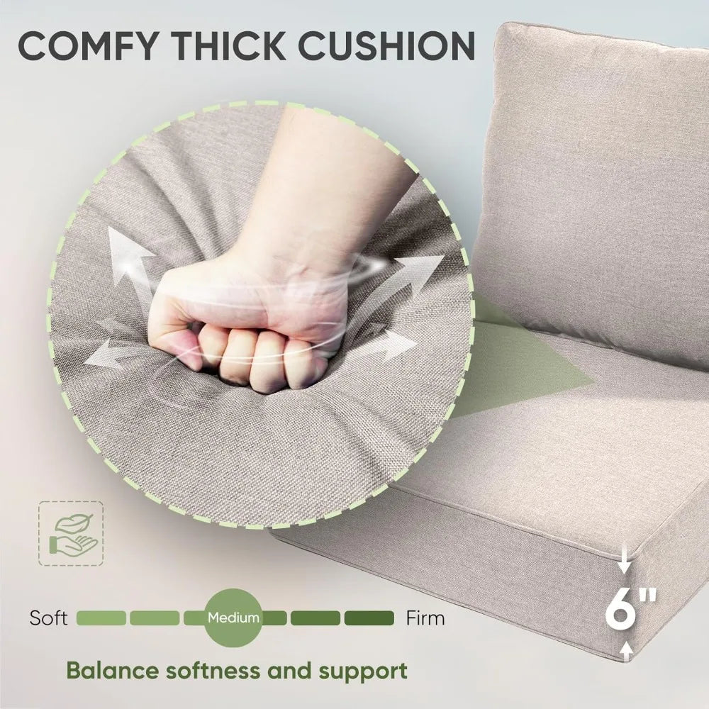 Outdoor Chair Cushions Set of 3, Waterproof 24x24 Patio Chair Cushion, 6" Thickened Seat Cushion for Outdoor Furniture - Walmarkettt.com