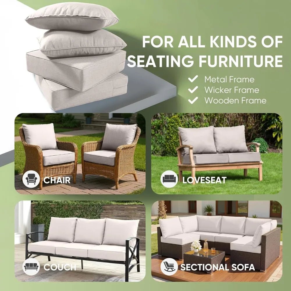 Outdoor Chair Cushions Set of 3, Waterproof 24x24 Patio Chair Cushion, 6" Thickened Seat Cushion for Outdoor Furniture - Walmarkettt.com