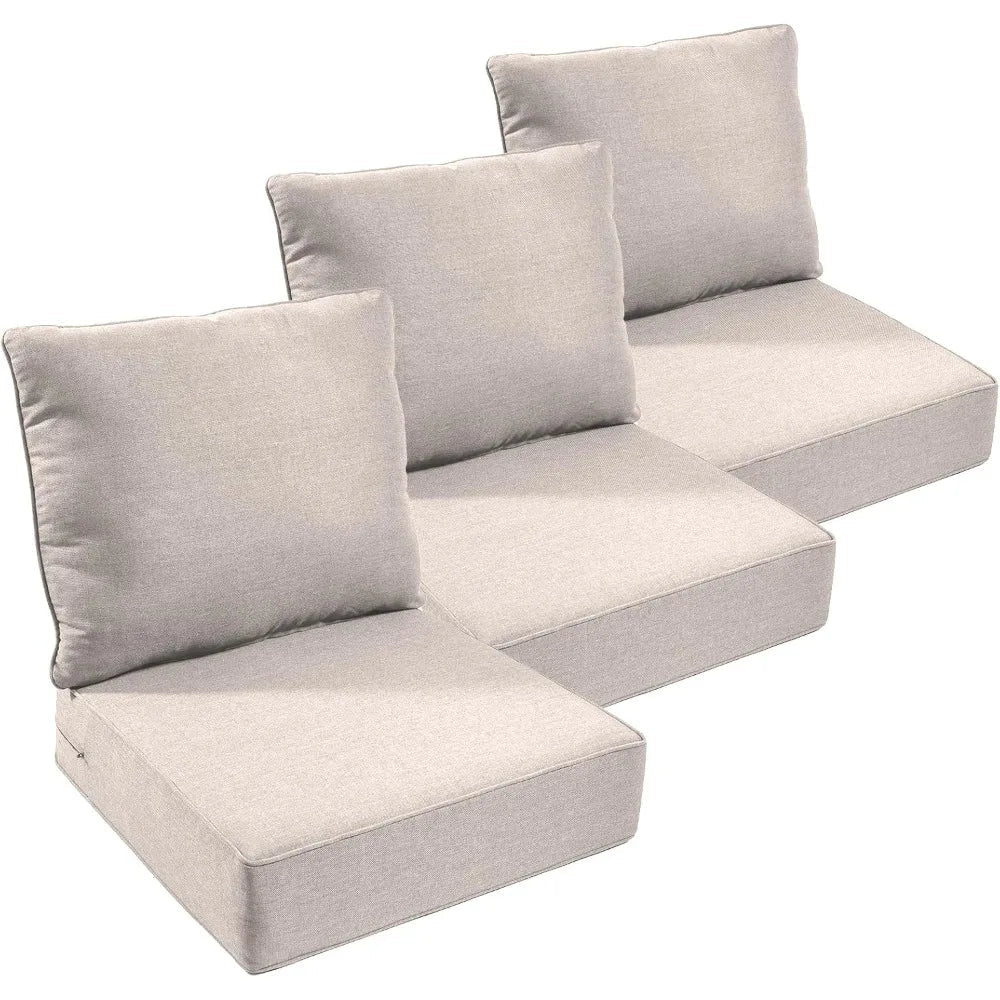 Outdoor Chair Cushions Set of 3, Waterproof 24x24 Patio Chair Cushion, 6" Thickened Seat Cushion for Outdoor Furniture - Walmarkettt.com