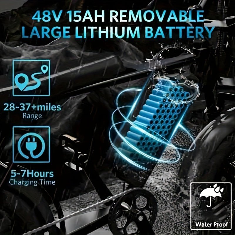OUXI Electric Bike, V8 Electric Mountain Bike With 750W Motor 48V 15Ah Removable Larger Battery 20MPH 20" Fat Tire E Bike Shi - Mano 7 - Speed Adult Electric Bicycles, Electric Dirt Bike, Electric Mountain Bike, Electric Bicycle - Walmarkettt.com