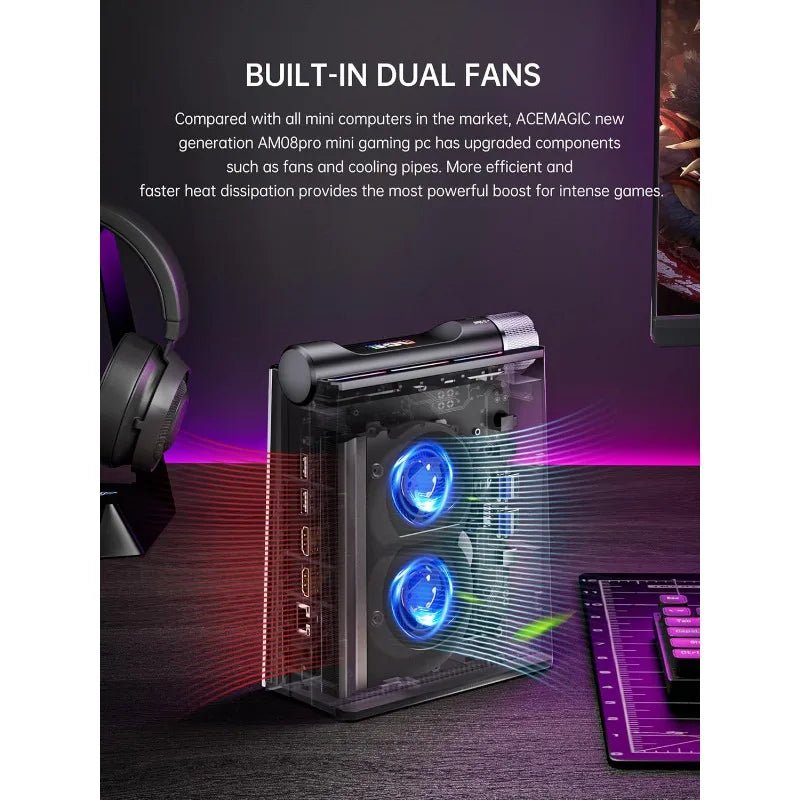 S3A Mini Gaming PC, Ryzen 9 6900HX, 16GB DDR5 512GB NVMe SSD, Mini Computers With AMD Radeon Graphics RGB Lights - Walmarkettt.com