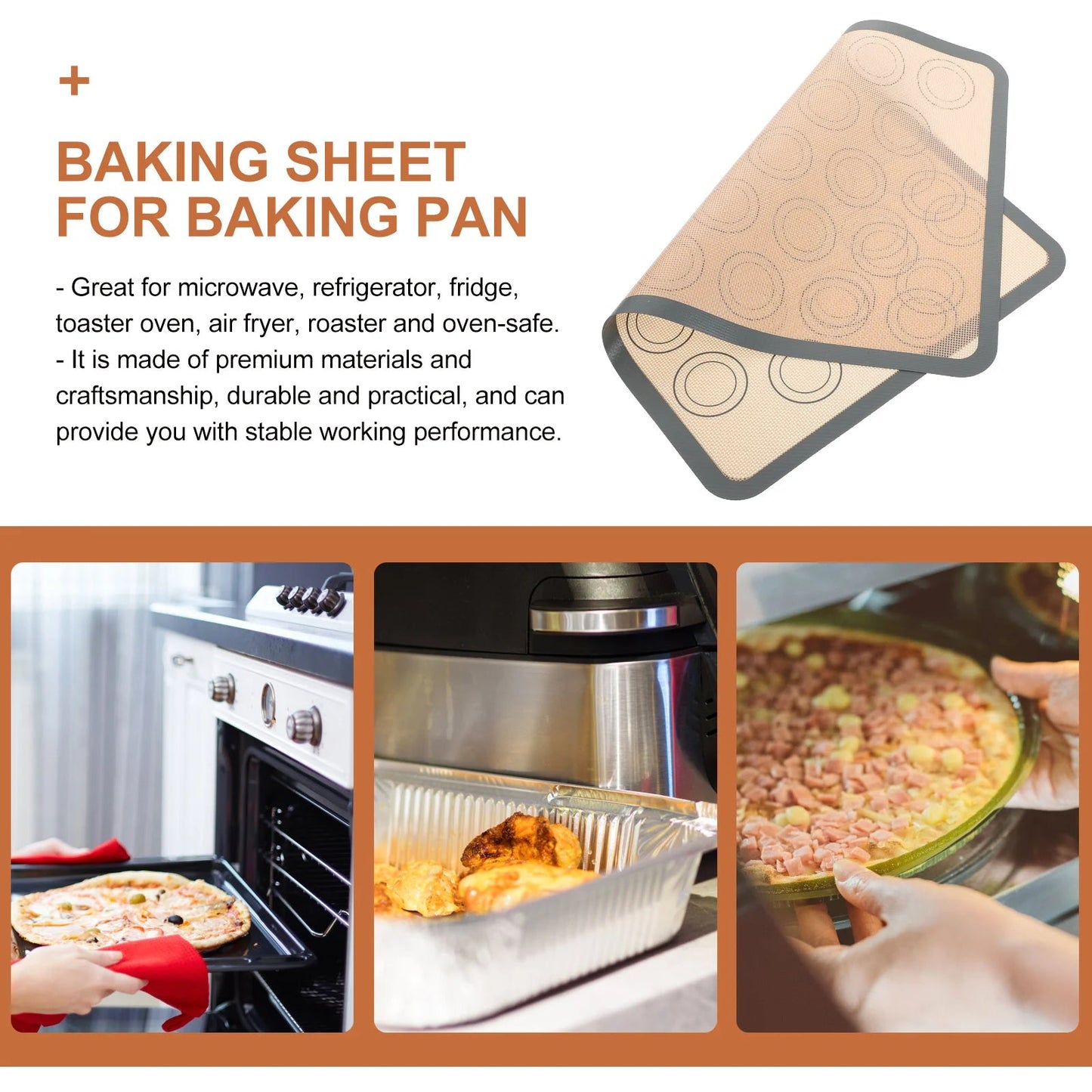 Silicone Baking Mat Non - Stick Reusable Heat Resistant Baking Sheet Safe for Oven Toaster Air Fryer - Walmarkettt.com