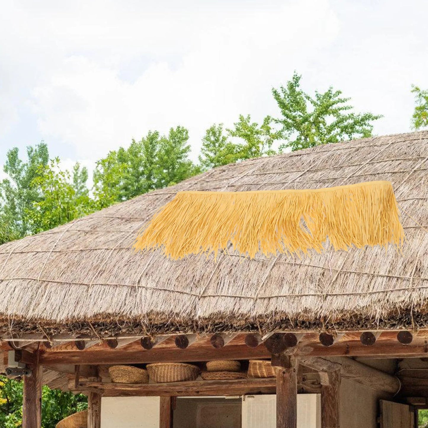 Simulated Thatch Artificial Straw Roof Decorative Roofing For Garden Wall Landscape Fake Blind Grass Mexican Thatch Roof Shade - Walmarkettt.com