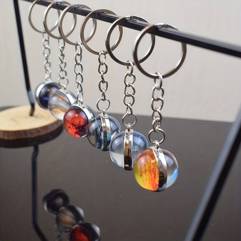 Solar System Planets Keychain - Metal Moon Phase Charm with 8 Planet Designs, Celestial - Themed Gift for Anniversaries, Keys, Wallets & Bags, Celestial Keychain | Metallic Finish | Metal Construction - Walmarkettt.com