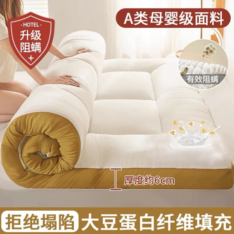 Tatami Floor mat Soft Comfortable Soy Fiber Mattress Student Dormitory Single Mat household Thicken Warm Double Bed Mattresses - Walmarkettt.com