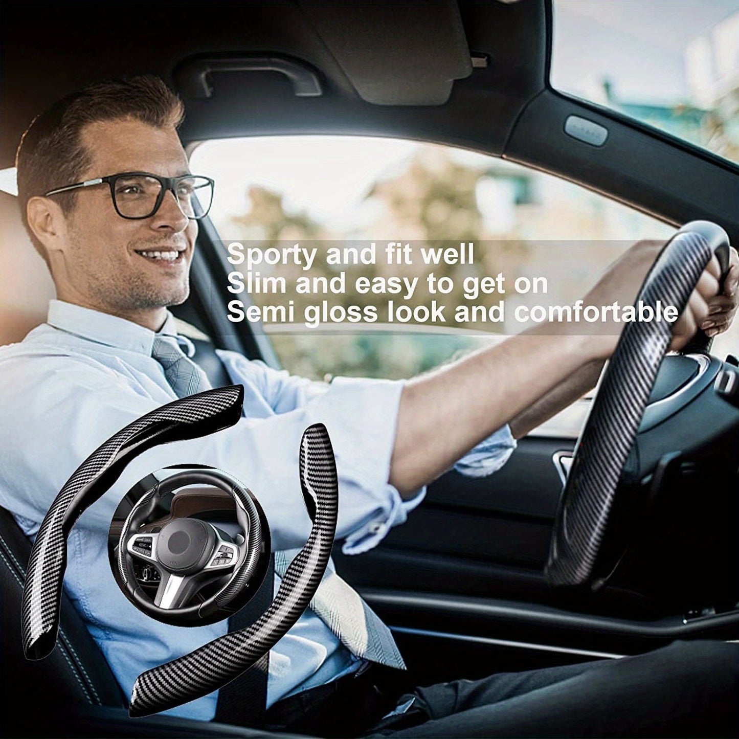 Upgrade Your Driving Experience With A Non - Slip Carbon Fiber Steering Wheel Cover! - Walmarkettt.com