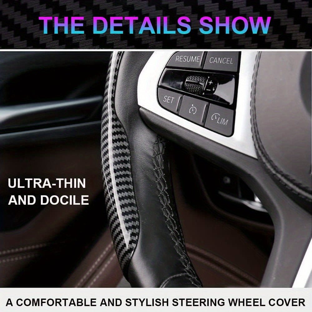 Upgrade Your Driving Experience With A Non - Slip Carbon Fiber Steering Wheel Cover! - Walmarkettt.com