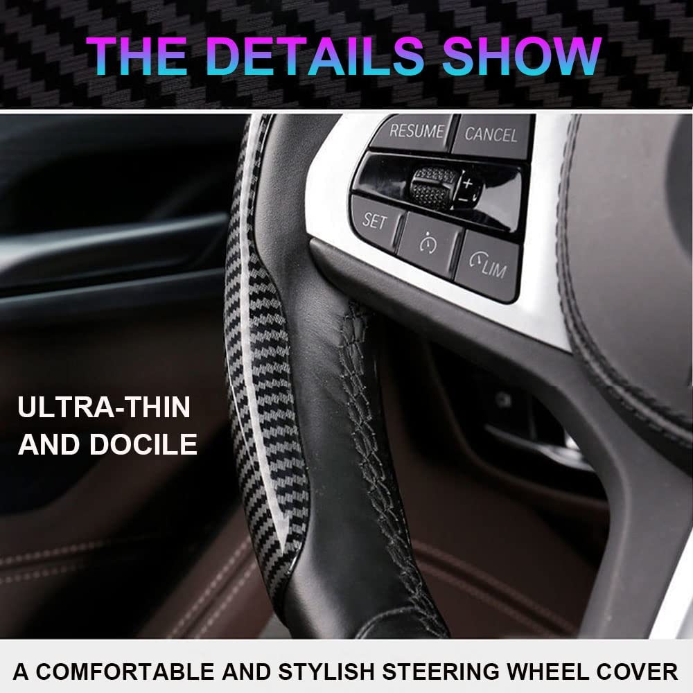 Upgrade Your Driving Experience With A Non - Slip Carbon Fiber Steering Wheel Cover! - Walmarkettt.com