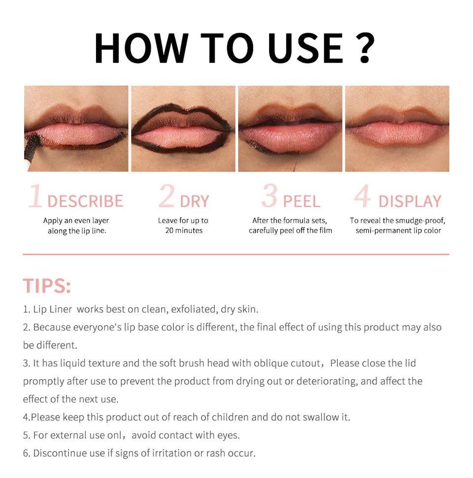 Waterproof Lip Liner Peel Off Tattoo Lipgloss Waterproof Long Lasting Matte Lip Tint Brown Contour Tear - off Lips Stain Cosmetic - Walmarkettt.com