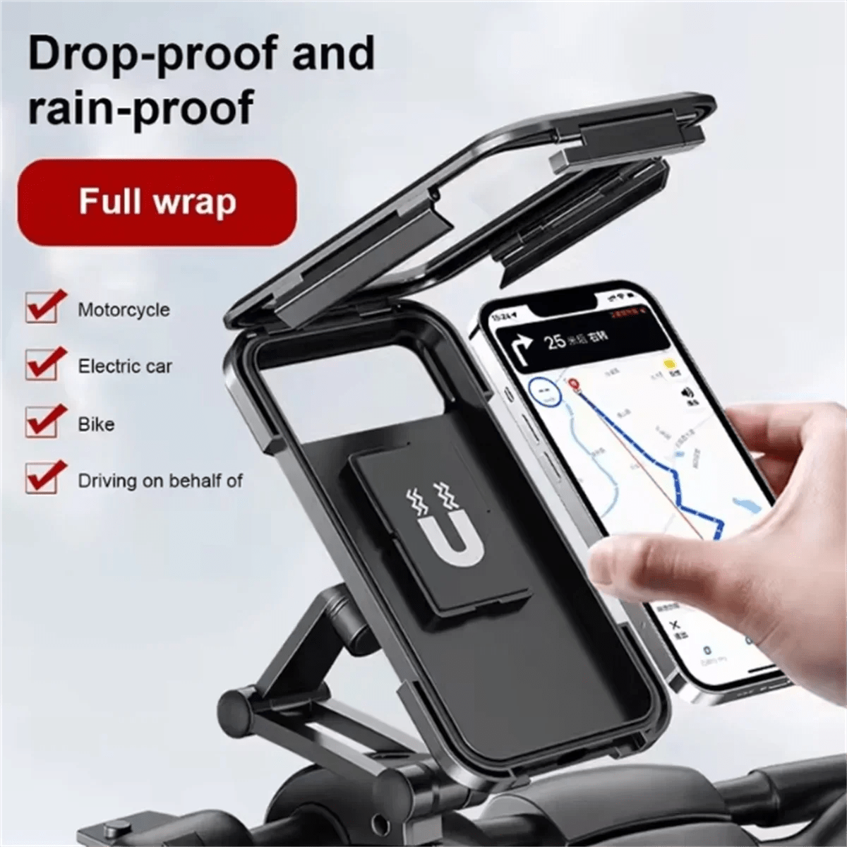 Waterproof Motorcycle Bike Mobile Phone Holder Support Universal Bicycle GPS 360° Swivel Adjustable Motorcycle Cellphone Holder - Walmarkettt.com