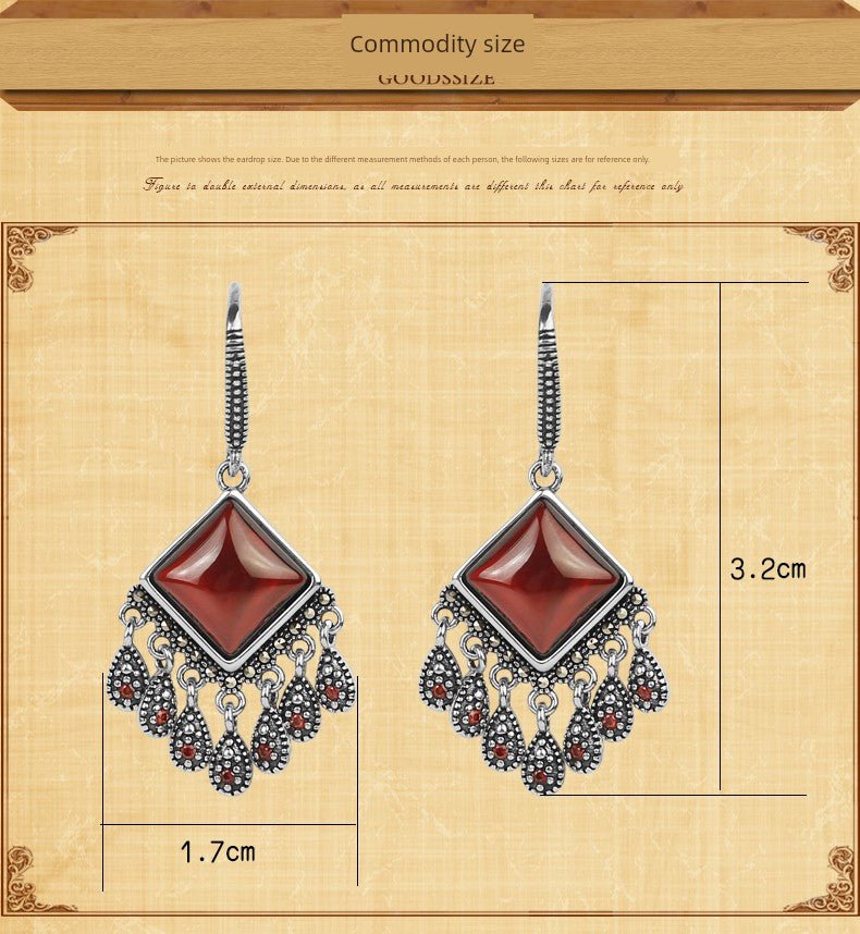 Women's Vintage Garnet Leaves New Year Earrings - Walmarkettt.com