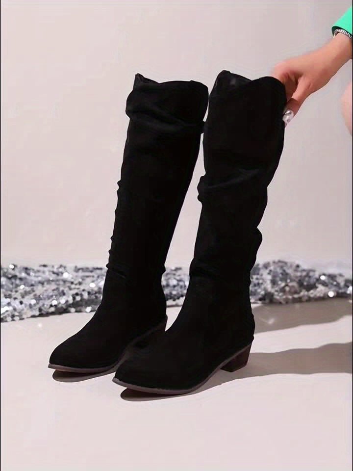 Women's Vintage Western Cowboy Boots - Knee - High Pull - On Boots with Chunky Heels, Slip - Resistant PU Outsole - Western Booties for Women, Country Western Events & Everyday Outfits - by Ylxhoa, Cowboy Accessories, Casual Wear, - Walmarkettt.com