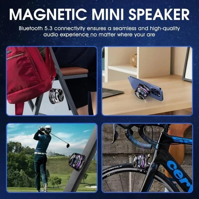 XIKCU Portable Mini Travel Stereo Outdoor Magnetic Bluetooth Speaker Wireless with RGB Color Light and Phone Holder for ios - Walmarkettt.com