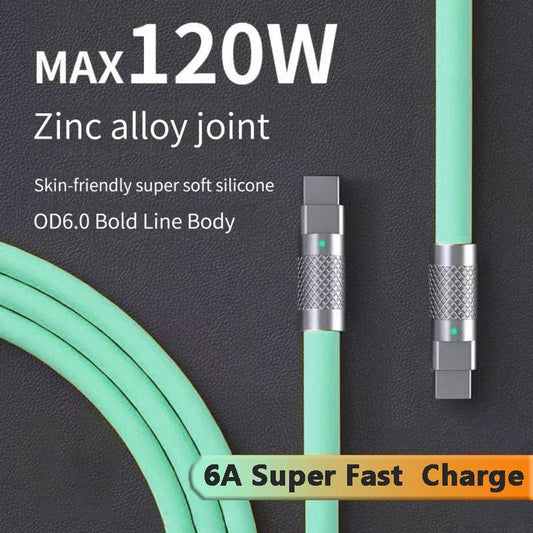 120w 6a Super Fast Charge PD Type C Liquid Silicone Cable Quick Charge 1M 2M Usb Cable Usb C to C Charger Cable - Walmarkettt.com