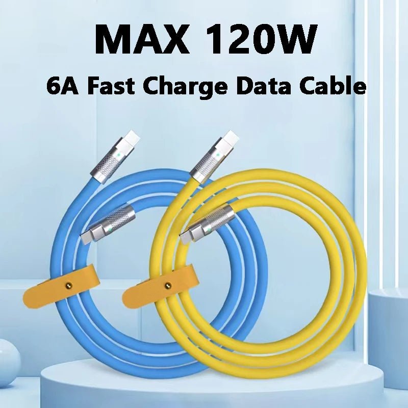 120w 6a Super Fast Charge PD Type C Liquid Silicone Cable Quick Charge 1M 2M Usb Cable Usb C to C Charger Cable - Walmarkettt.com