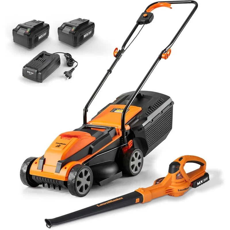 24VMWBL 24V Max 13-inch Cordless Lawn Mower And Cordless Leaf Blower Combo With 2x4.0Ah Batteries And Charger