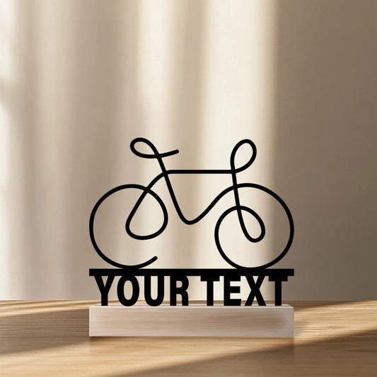 1pc Simple bicycle bike Customized Name Iron Statue With Wood Base Iron Ornament Tin Sculpture Art Crafts With Wood Base - Walmarkettt.com