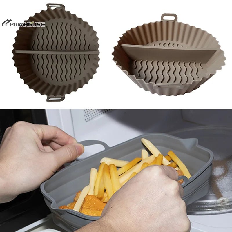 1Pcs Silicone Air Fryer Oven Baking Tray Pizza Fried Chicken Basket Pad Air - fryer Pot Food Plate Reusable Airfryer Pan Liner - Walmarkettt.com