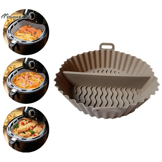 1Pcs Silicone Air Fryer Oven Baking Tray Pizza Fried Chicken Basket Pad Air - fryer Pot Food Plate Reusable Airfryer Pan Liner - Walmarkettt.com