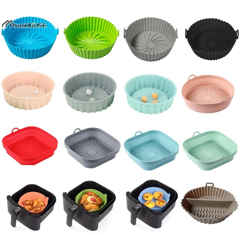 1Pcs Silicone Air Fryer Oven Baking Tray Pizza Fried Chicken Basket Pad Air - fryer Pot Food Plate Reusable Airfryer Pan Liner - Walmarkettt.com