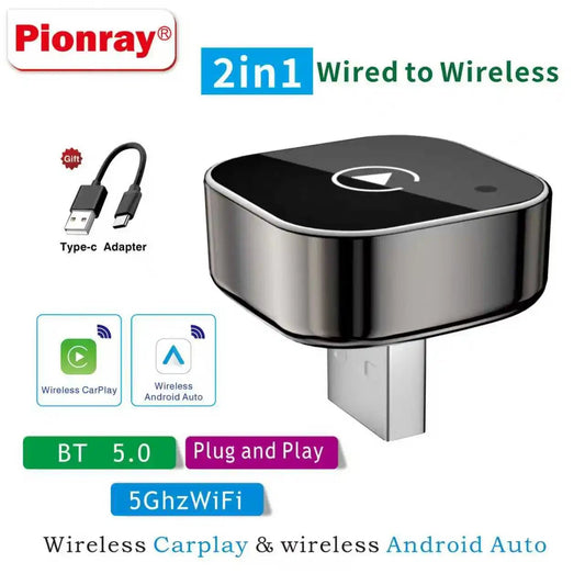 2 IN 1 Wireless Carplay Adapter, Converts Wired to Wireless carplay Adapter for iPhone, Wireless Control Plug & Play Carplay - Walmarkettt.com