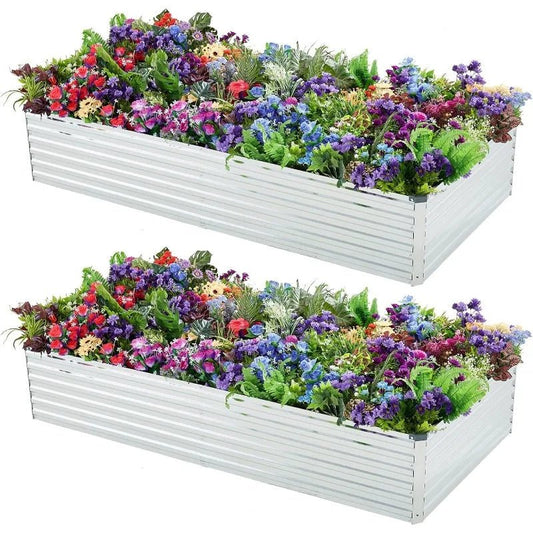 2 Pack 6x3x1FT Galvanized Raised Garden Beds Kit Outdoor Metal Gardening Planter Box For Vegetable Elevated Flower Herbs - Walmarkettt.com