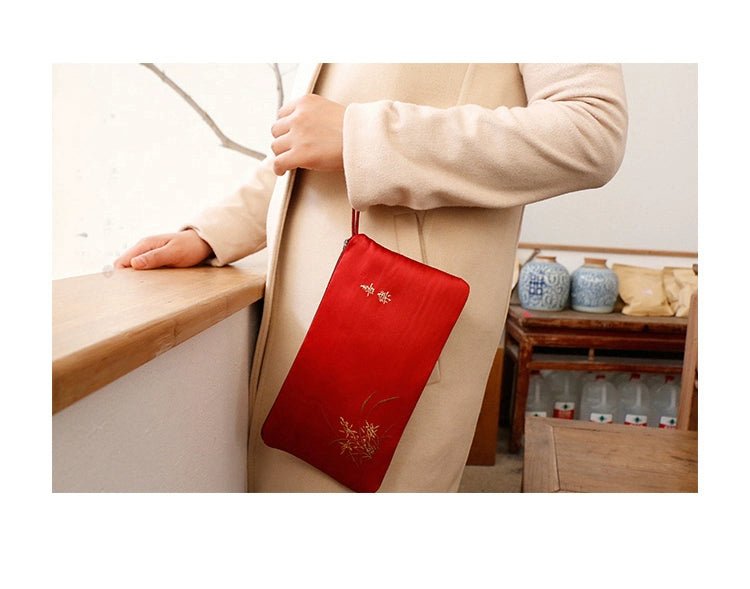 2024 Women's Medium Mobile Phone Bag Chinese Coin Purse Women's Clutch Bag Zipper Coin Bag Card Holder Short - Walmarkettt.com