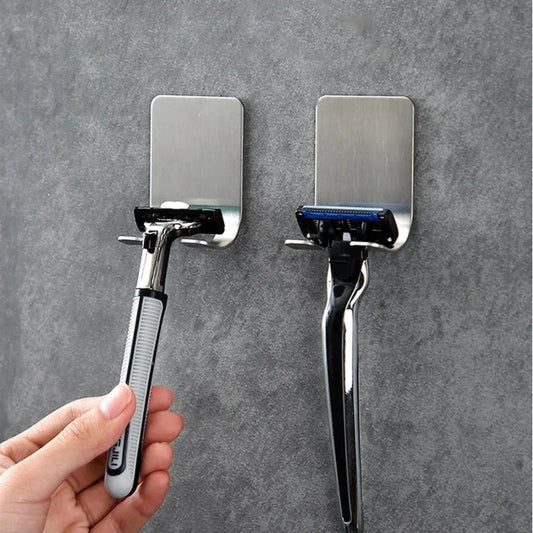 2pcs Razor Holder Stainless Steel Men Shaving Shaver Razor Stand Shelf Shaving Razor Storage Rack Bathroom Hook Organizer - Walmarkettt.com