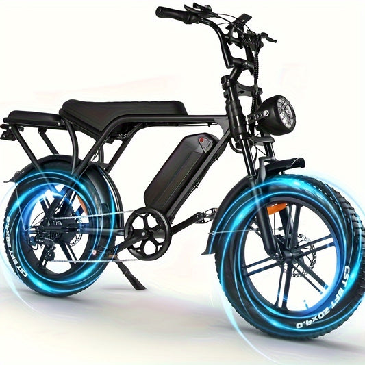 OUXI Electric Bike, V8 Electric Mountain Bike With 750W Motor 48V 15Ah Removable Larger Battery 20MPH 20" Fat Tire E Bike Shi-Mano 7-Speed Adult Electric Bicycles, Electric Dirt Bike, Electric Mountain Bike, Electric Bicycle
